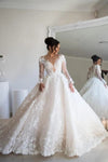 Luxury Ball Gown Full Sleeves Wedding Dress