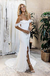 Mermaid Off-The-Shoulder Backless Lace Wedding Dress With Split