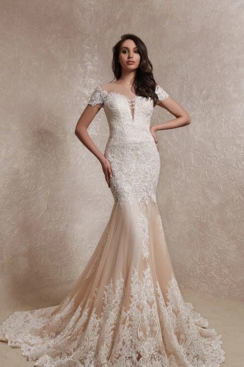 Off The Shoulder Mermaid Wedding Dresses Lace Appliques ZW871