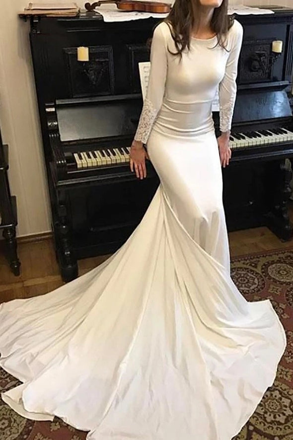 Sexy Mermaid Wedding Dress Long sleeve Dubai Wedding Bride Dress