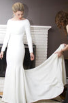 Mermaid Long Sleeves Beads Illusion Back Elegant Wedding Dress