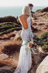 Mermaid Lace Backless Chic Wedding Dresses Long Sleeves