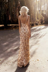 Rose Gold Sequins Wedding Dresses Tassel Fashion V-Neck A Line Bridal Gowns ZW750