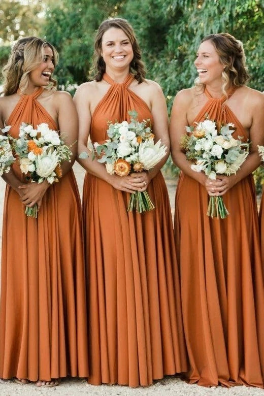 Modest A Line Halter Long Bridesmaid Dress Beach Style TANYA BRIDAL Modest A Line Halter Long Bridesmaid Dress Beach Style TANYA BRIDAL