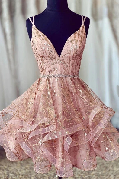 Sparkly Pink Sweet Crystal Cocktail Dress