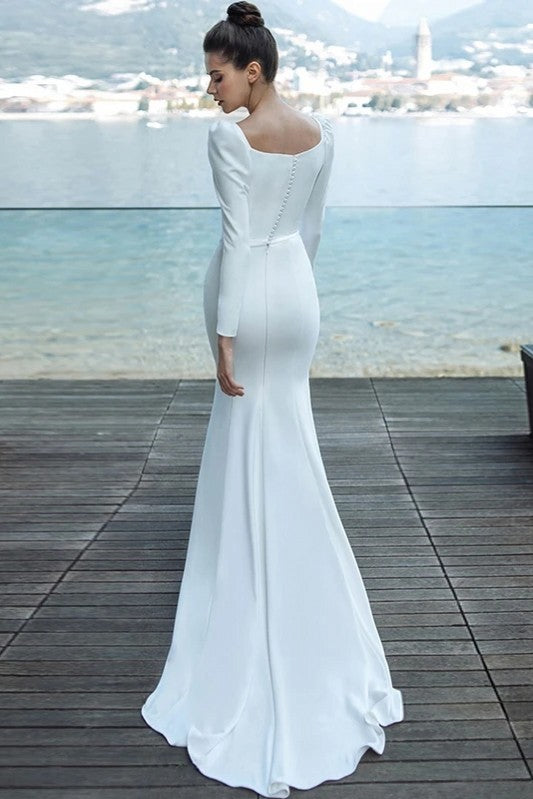 Modest Long Sleeve Mermaid Wedding Dresses Robe De Mariee