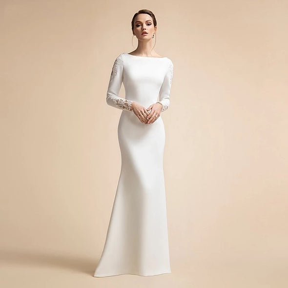 Elegant Simple Mermaid Wedding Dresses Long Sleeves