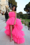 Fuchsia High Low Tulle Fashion Prom Dress