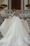 Long Sleeve Mermaid Wedding Dresses With Detachable Trains ZW876