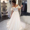 Long Wedding Dress Lace Appliques A-Line Off the shoulder Bride Dress