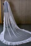 Long Wedding Veils With Ruffles Edge Bohemian Bridal Veil