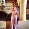 New Pink Off the Shoulder Puff Long Sleeves Evening Dresses