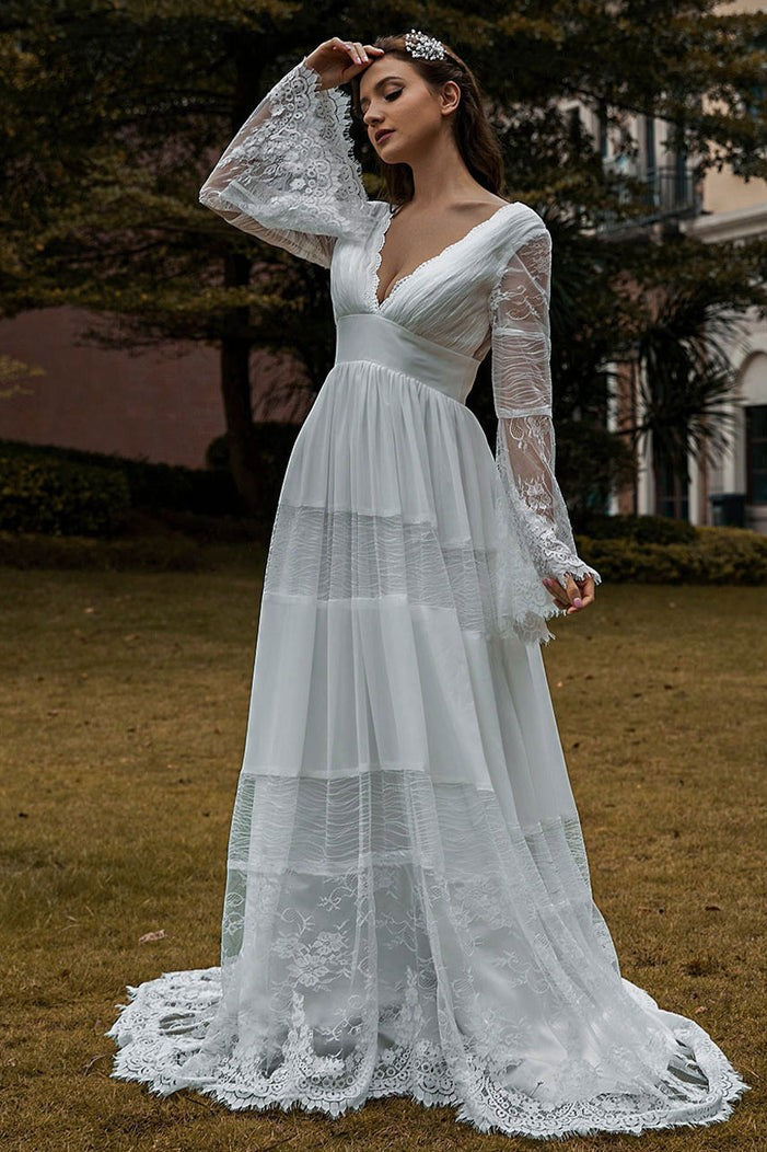 Floral Lace Bohemian Wedding Bridal Dress For Pregnant Women TANYA BRIDAL Floral Lace Bohemian Wedding Bridal Dress For Pregnant Women TANYA BRIDAL