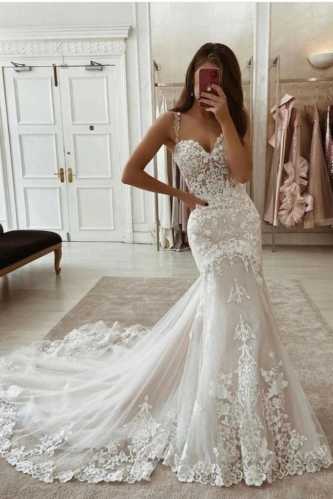 Ivory Lace Champagne Lining Wedding Dress Mermaid - Ivory Lace Champagne Lining Wedding Dress Mermaid -