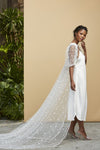 Breathtaking Embroidered Dots Ruffles Bridal Outfit Charming Wedding Cape DJ155