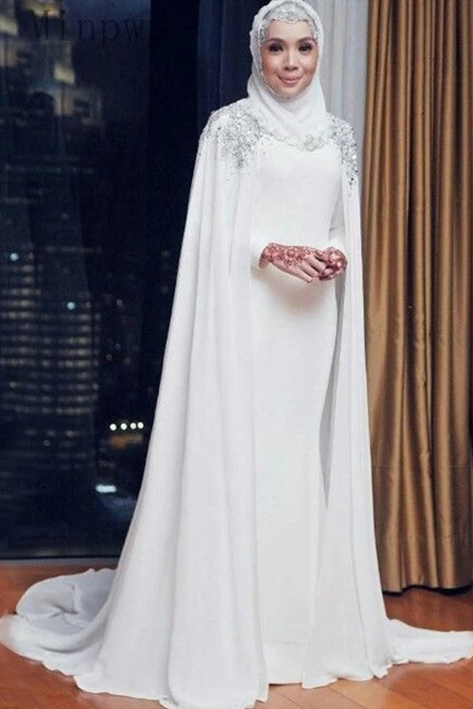 Muslim Mermaid Wedding Dresses With Cape – TANYA BRIDAL