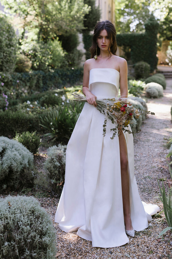 Classic A Line Satin Simple Wedding Dress TT427