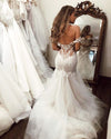 Sexy Backless Mermaid Wedding Dresses Off-the-Shoulder Zipper Back Tulle Wedding Bridal Gown