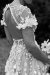 Open Back 3D Lace Flower Luxury Weddingg Dres A Line V Neck