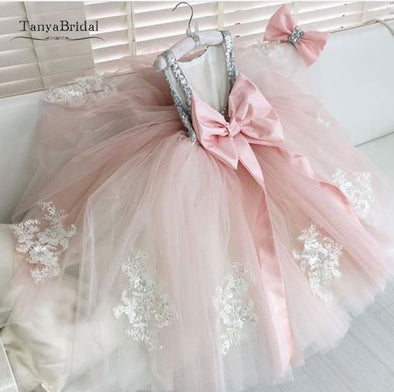 Pink Flower Girl Dresses Pretty Sequin Cute Flower Girl Gown