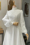 Robe De Mariée Ivory Long Sleeves Muslim Wedding Gowns