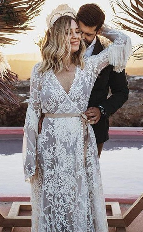 Bohemian Wedding Dress Long Sleeve Vestido De Noivas DW141