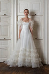 A Line Fariy Organza Ruffles Bohemian Wedding Dress