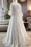 Elegant Lace Muslim Wedding Dresses Dubai Arabic
