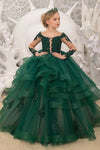 Green Lace Flower Girl Dress Wedding Party Dress