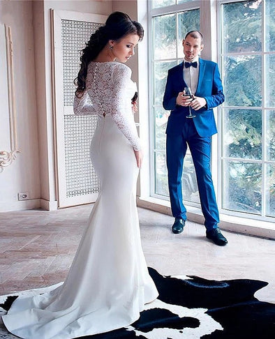 Long Sleeve Lace Elegant Bridal Gowns