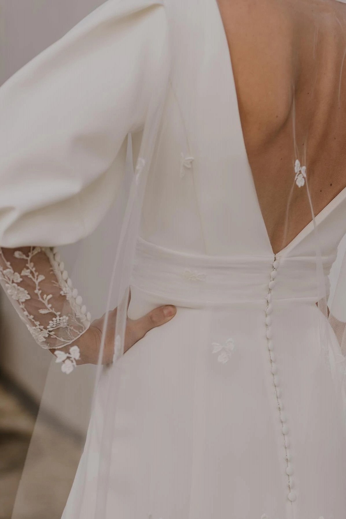 Soft Satin Long Sleeve Wedding Dresses V-Neck Backless Chic ZW718 TANYA BRIDAL Soft Satin Long Sleeve Wedding Dresses V-Neck Backless Chic ZW718 TANYA BRIDAL