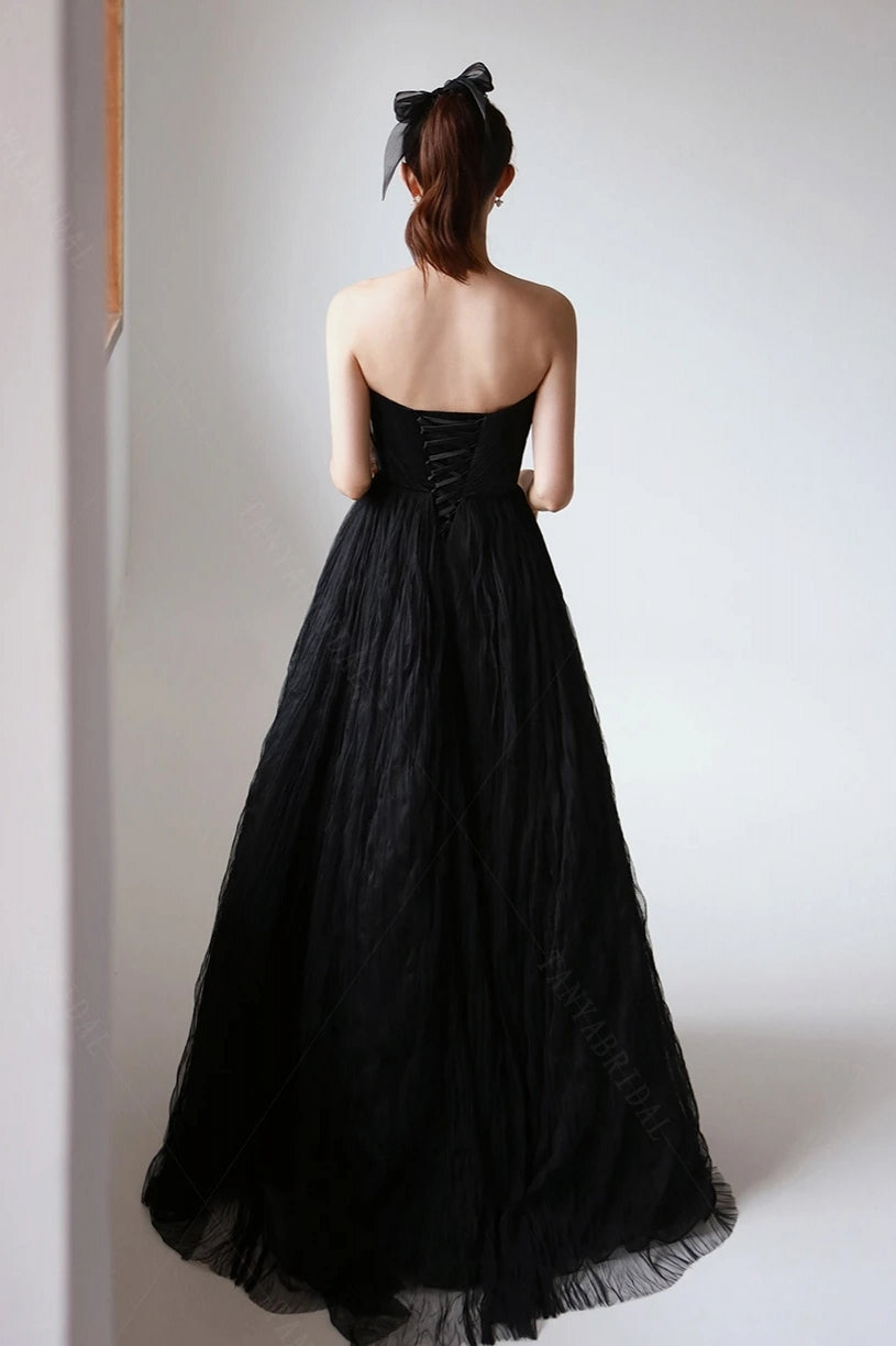 Sweetheart Black Tulle Wedding Dresses Lace Up Back DW703 TANYA BRIDAL Sweetheart Black Tulle Wedding Dresses Lace Up Back DW703 TANYA BRIDAL