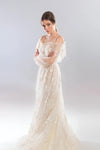 Floral Lace A Line Boho Wedding Dresses Long Sleeve Romantic Chic ZW743