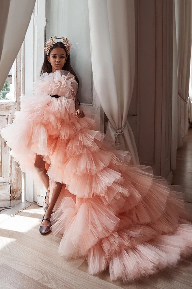 High Low Flower Girl Dress For Wedding Party - Main Image