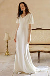 Elegant V Neck Short Sleeves Mermaid Simple Wedding Dress