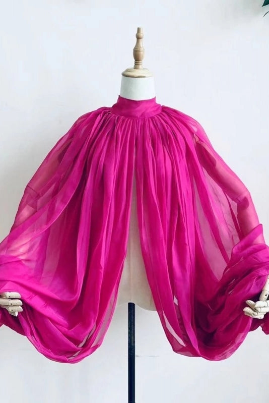 Silk Chiffon Luxury Puff Sleeve Detachable Wedding Sleeves  DG018