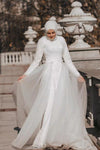 Muslim Lace Wedding Dress With Detachable Train