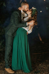 Forest Green Chiffon Long Bridesmaid Skirt