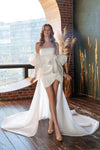 Short Wedding Dresses With Detachable Puff Sleeve