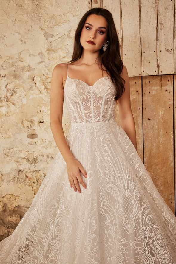 A Line Wedding Dresses With Dtachable Puff Sleeves DW685