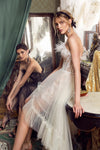 Lace Strapless High Low Wedding Dresses With Stunning Feather ZW746
