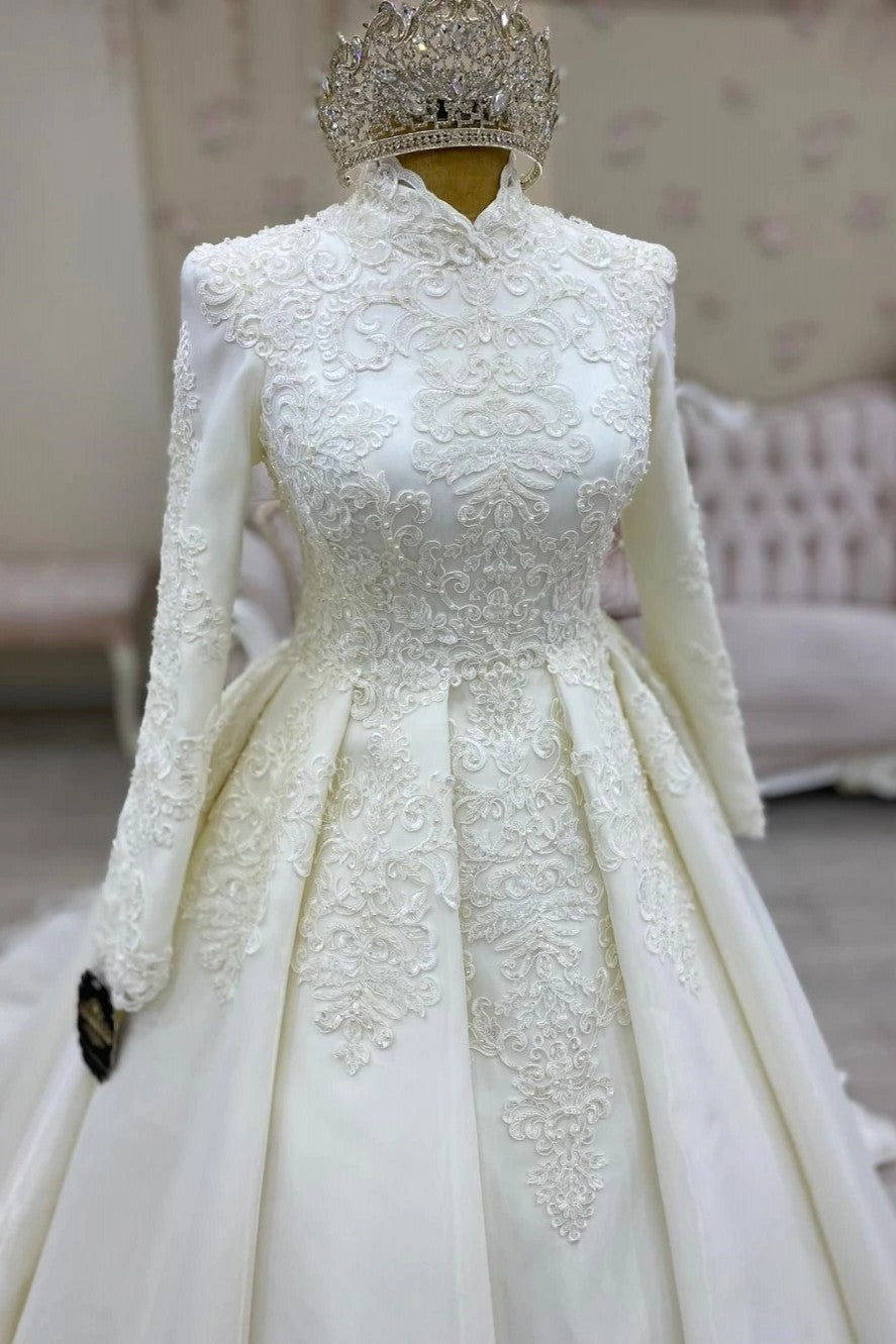 Long Sleeve High Neck Moroccan Caftan Muslim Wedding Dress TANYA BRIDAL Long Sleeve High Neck Moroccan Caftan Muslim Wedding Dress TANYA BRIDAL