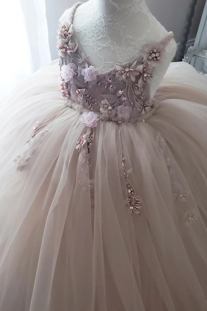 Puffy Flower Girl Dresses Lace Beading Communion Dress TANYA BRIDAL Puffy Flower Girl Dresses Lace Beading Communion Dress TANYA BRIDAL