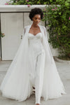 Long Flowy Tulle Bridal Jacket Romantic Wedding Cape Layers Wrap Chic DJ164