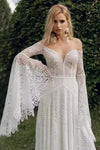 Elegant Flared Sleeves Boho Wedding Dress Vintage Vestido De Noiva