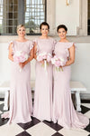 Modest Mermaid Simple Bridesmaid Dress With Ruffles Sleeves