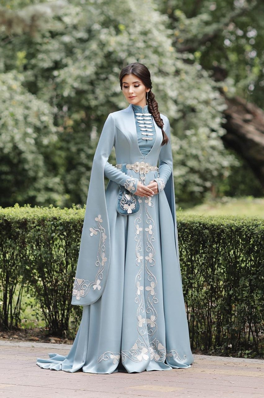 Light Blue Muslim Wedding Dresses Luxury Beads Noivas ZW802 TANYA BRIDAL Light Blue Muslim Wedding Dresses Luxury Beads Noivas ZW802 TANYA BRIDAL