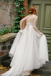 A Line Bohemian Tulle Wedding Dresses V-Neck Bridal Gowns Beach DW309