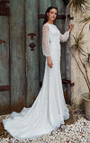 Mermaid Long Sleeves Wedding Dresses With Heavy Pearls