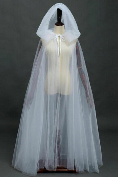 Hooded Tulle Wedding Cape 150cm Length Two Layers ZJ035